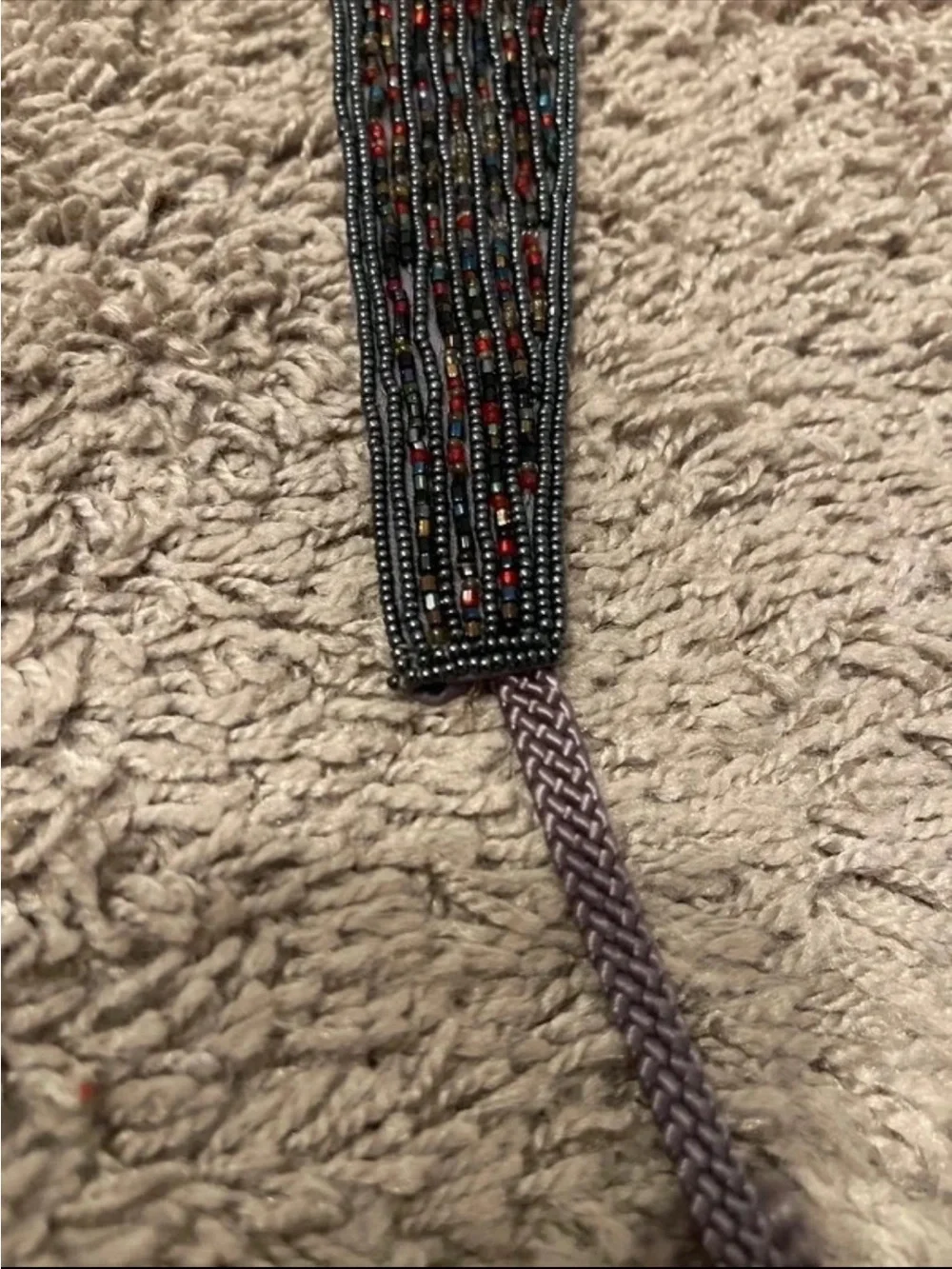 Dior Black and Red Beaded Tie Belt with Twisted Cord Tassels